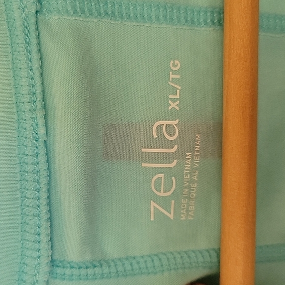 NWT Zella Flex Fit Ruched Workout Blue szXL short sleeve cotton spandex v neck - Picture 2 of 16